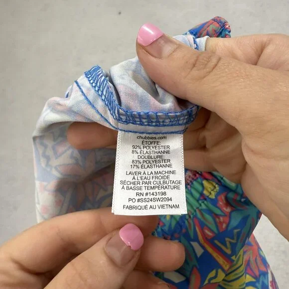 Chubbies Shorts Mens Medium Blue Tropical Swim Trunks 5in Inseam Lined Volley - Picture 8 of 10